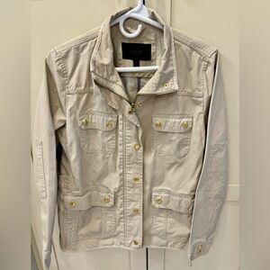 J. Crew Khaki Barn Utility Jacket with Gold Hardware